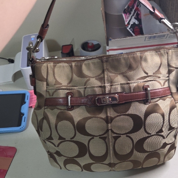 Coach Handbags - Coach Brown Classic Shoulder Bag with Signature Monogram